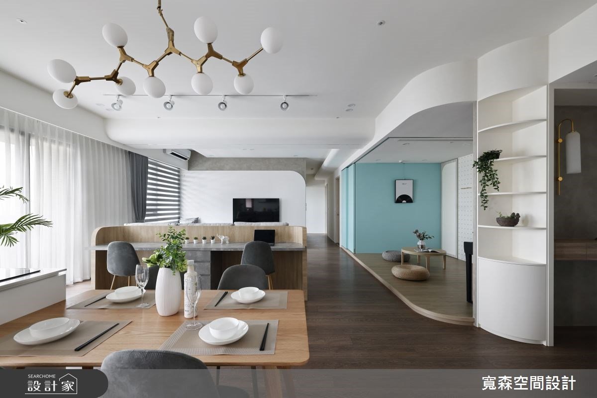 夢幻開放式餐廚、彈性多功能室！45坪清新北歐風，一次滿足新婚夫妻的各...
