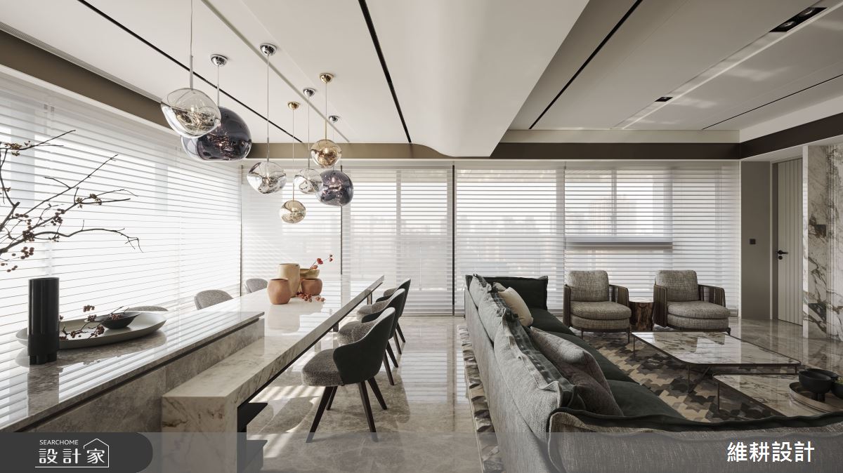 享受旅店美學風尚宅！鮮明紋理大理石、漂浮燈飾，開創57坪奢華大器風