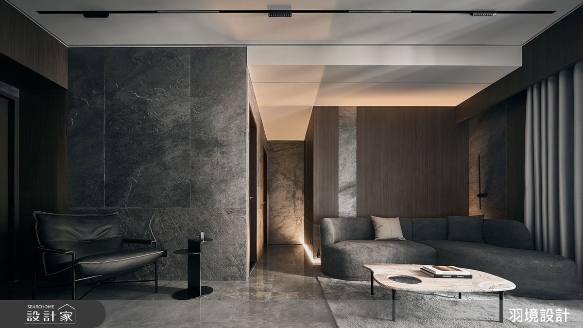 光影與材質的灰階敘事！37 坪現代風寓所，以石材與線燈勾勒靜謐質感