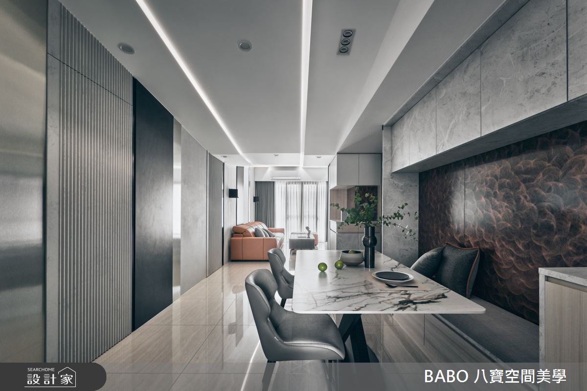 綻放和諧而沉靜的力量！現代灰鋪陳質感氛圍，伴隨光帶延展出家的深度