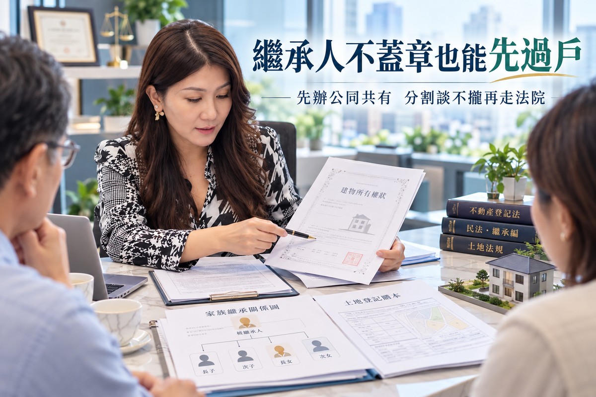 繼承人不蓋章也能先過戶！情情：1人可辦公同共有　分房談不攏再走法院