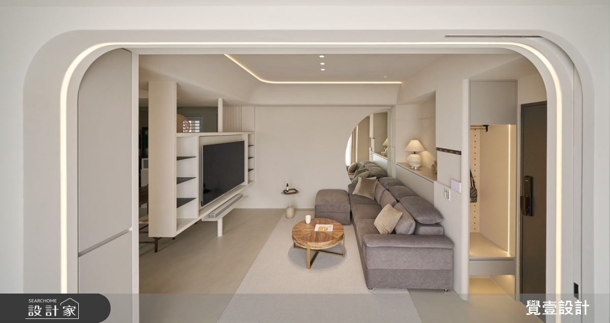 台北市唯美韓系簡約宅，以旋轉電視牆成就零死角日常