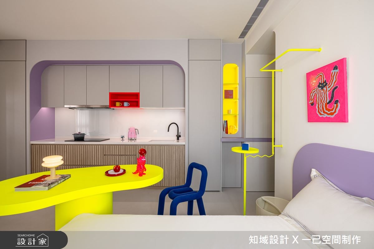 8坪活力網紅宅改造！曼菲斯風格×高彩度設計，實現小坪數的高效夢幻空間