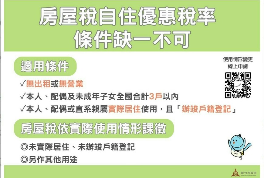 掌握房屋稅2.0新制！竹市稅務局帶您一次看懂自住用優惠稅率申請與注意事項