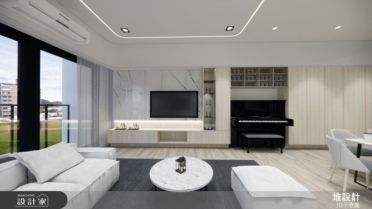 三代同堂的34坪現代風樓中樓！看見機能滿分的收納牆設計