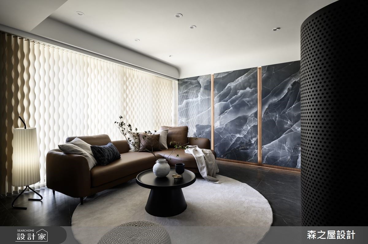 現代風豪宅特仕版！35 坪毛胚屋坐擁大器廳區，藍調主牆與精緻建材詮釋企...