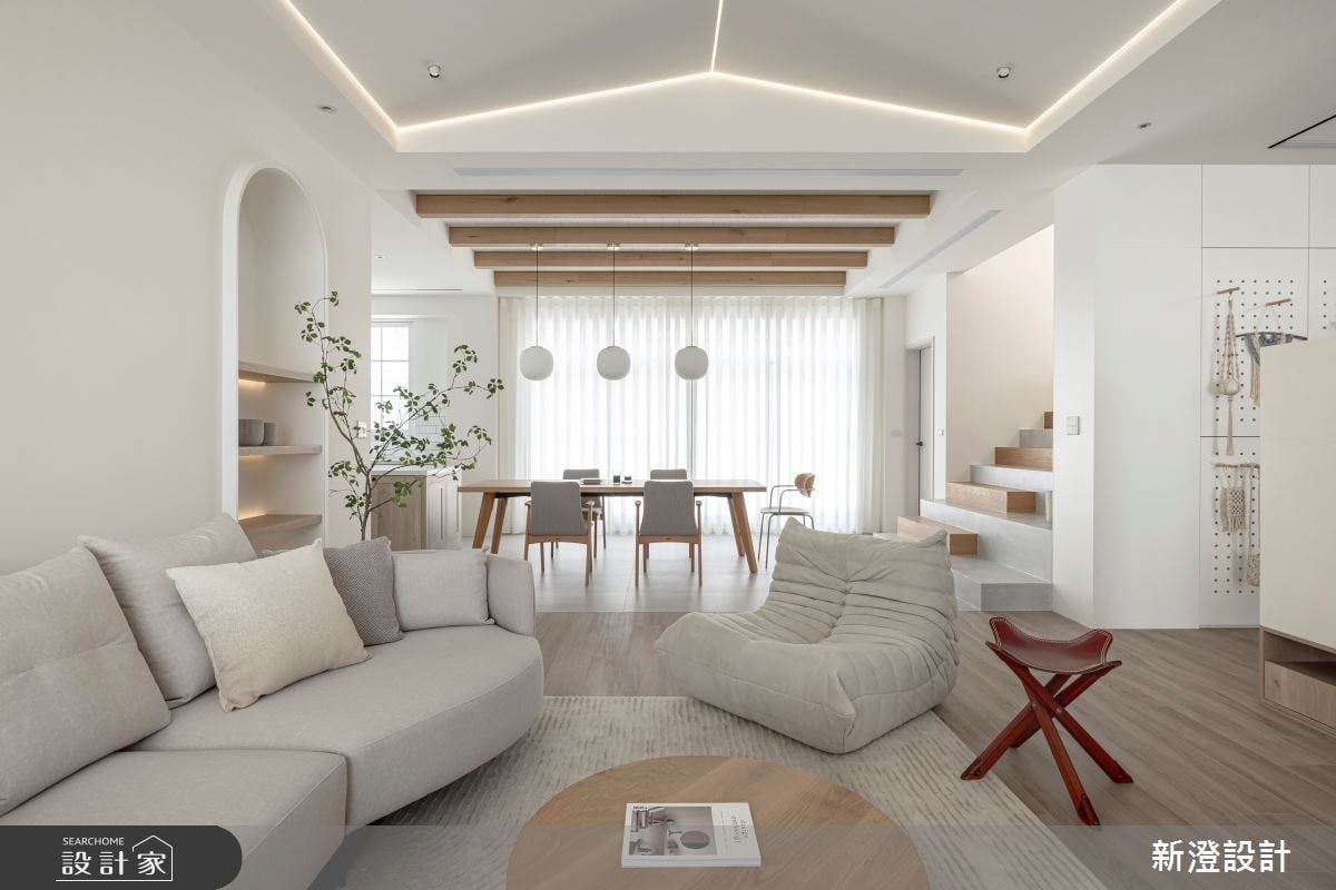 撢去老屋厚厚的灰塵！百坪透天別墅以輕盈木質和藝術塗料，建構退休生活...