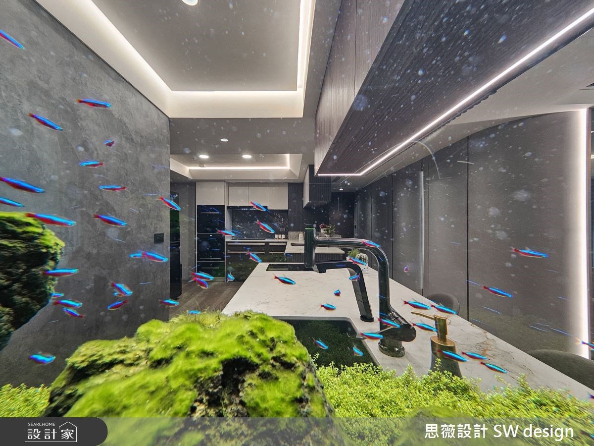 療癒魚群游進低彩混搭宅！重劃老屋格局，讓獨立小吧台、夢幻更衣間不再...