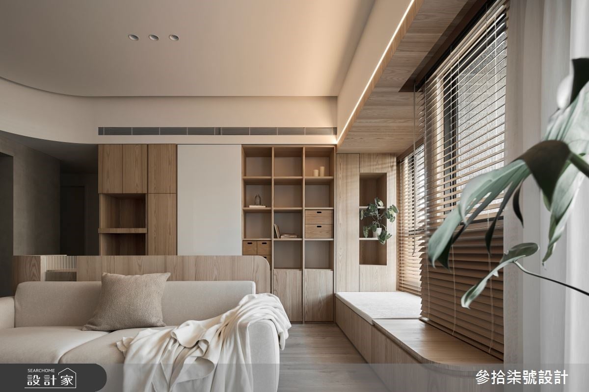 愜意臥榻上共享靜謐午後！從格柵玄關、半開放式廚房，望見日式無印風的...