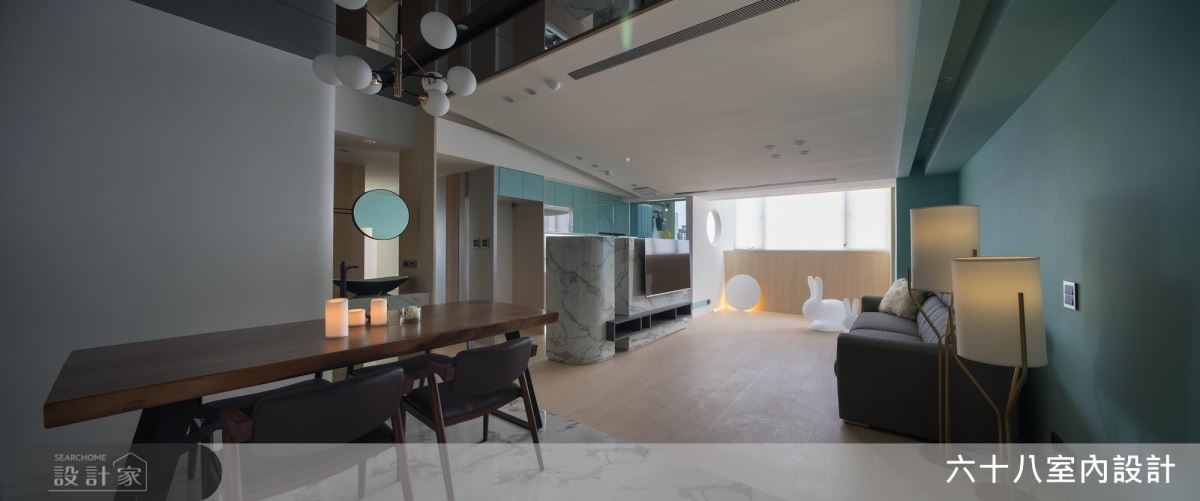 輕奢石紋混搭 Tiffany 藍！以優雅現代風重拾老屋生活質感