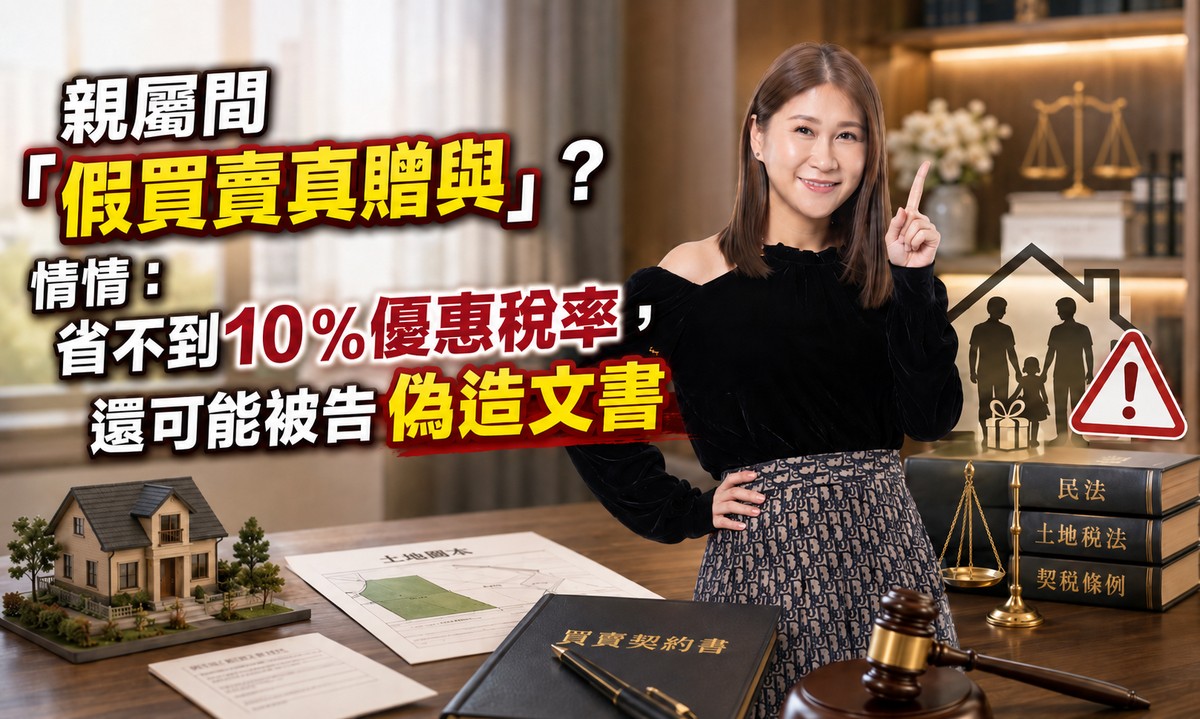 親屬間「假買賣真贈與」？情情：省不到10％優惠稅率，還可能被告偽造文書