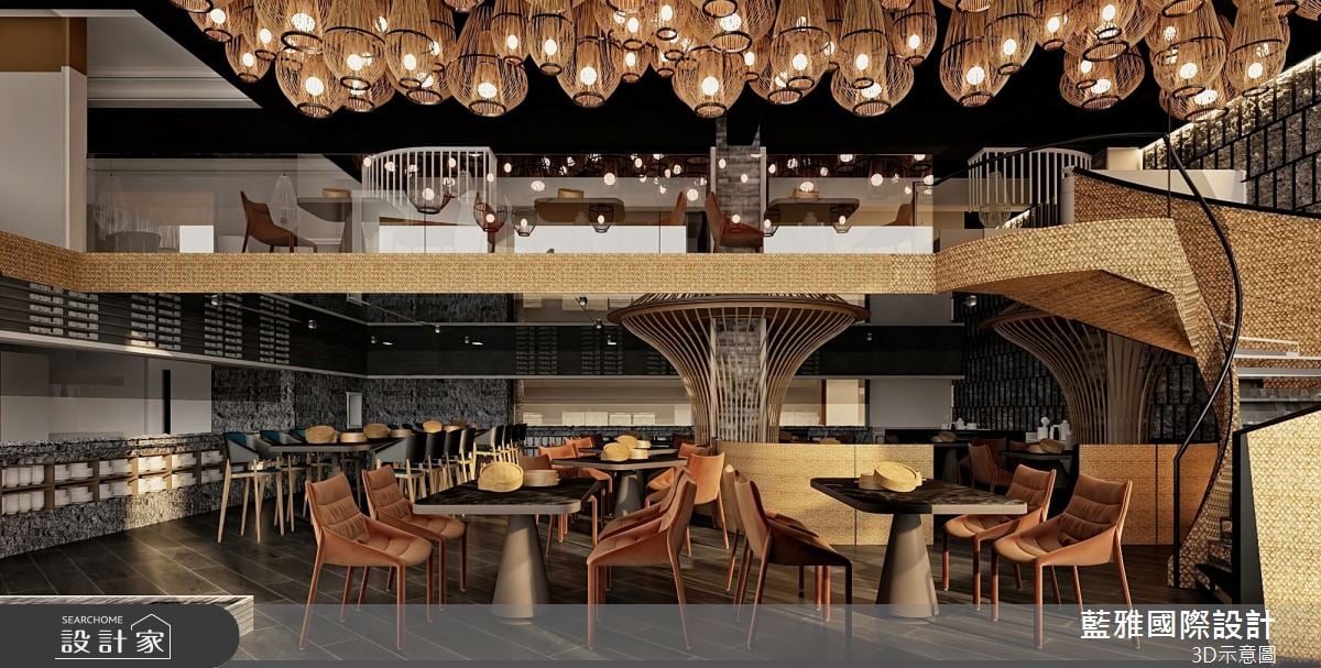 港式飲茶趣味新吃法！融入藤編、燈籠的東方語彙，淬鍊新中式茶餐廳美學設計