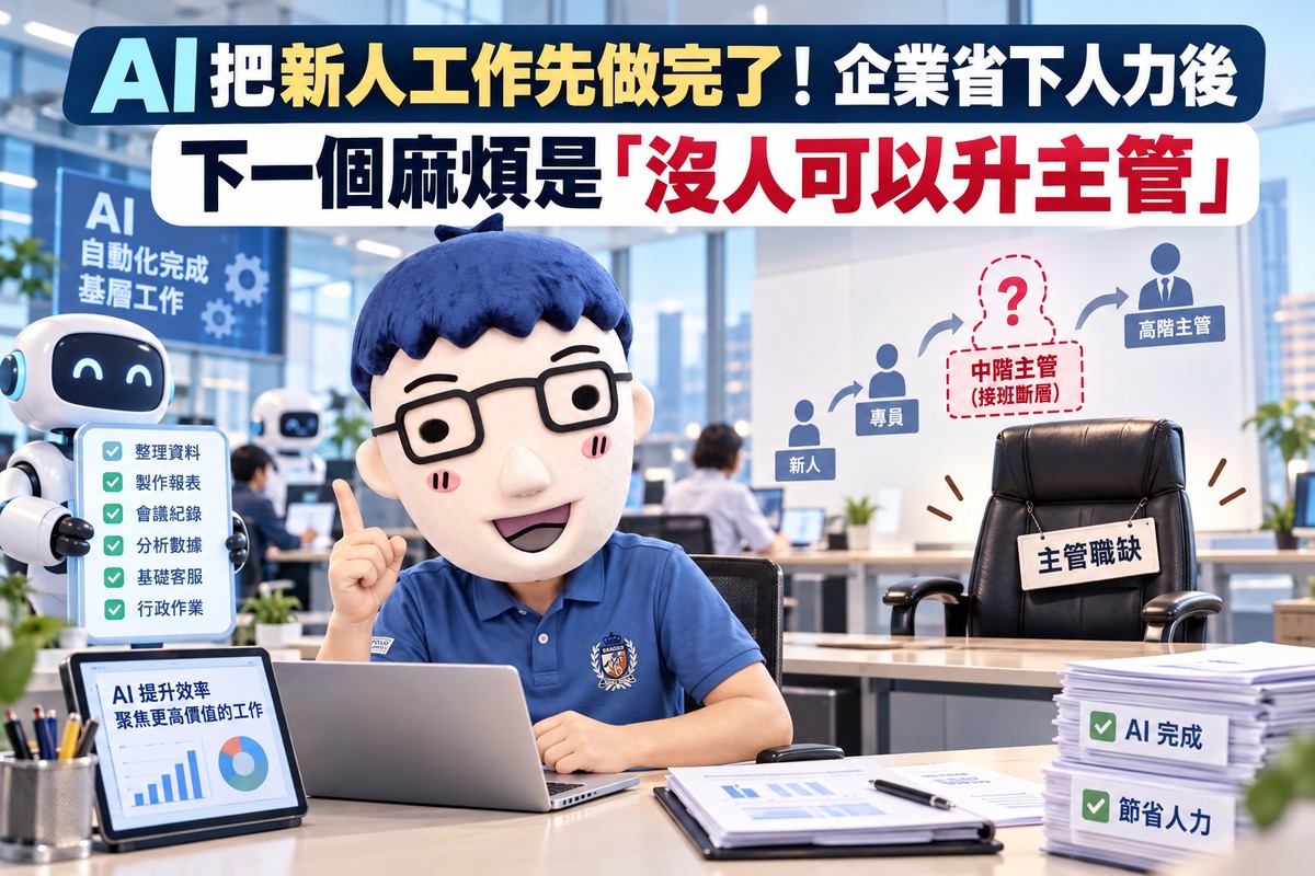 AI把新人工作先做完了！企業省下人力後　下一個麻煩是「沒人可以升主管」