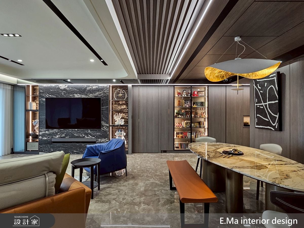 60坪現代奢華風新成屋，開放式客餐廳、弧形玻璃書房、成為全家人自在生...