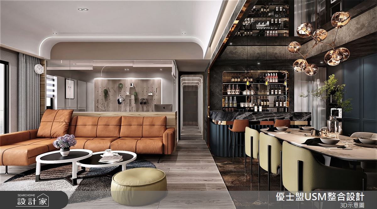 現代英倫風酒館藏在我家！右轉去奢華中島微醺、左轉回大沙發放鬆