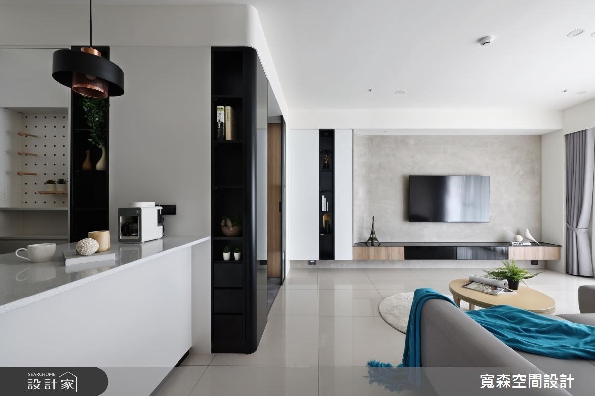 經典黑白灰創造時尚神情！34坪簡約現代風，滿載收納機能、優化餐廚設計