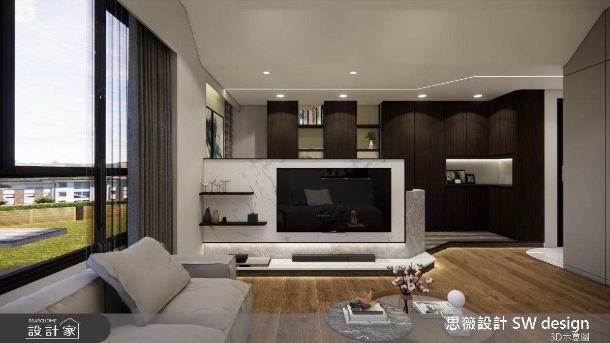 CP值超高的15坪現代風小宅！竟用半高電視牆創造出2+1房格局