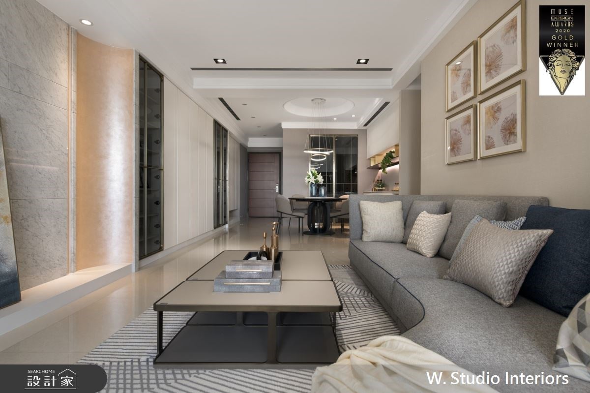 「純白大理石與香檳金」的時尚感！榮獲國際肯定的59坪輕奢現代宅