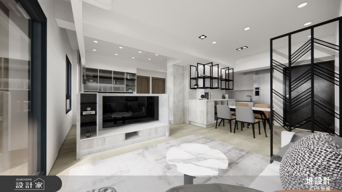 打造清爽黑白現代工業風 讓弧形線條與多元收納刻劃柔軟內涵親子宅