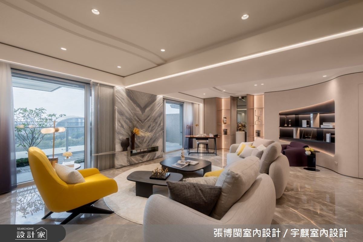 弧形延續視覺尺度與溫潤感！照明設計與質感細節，創造時髦現代風場域