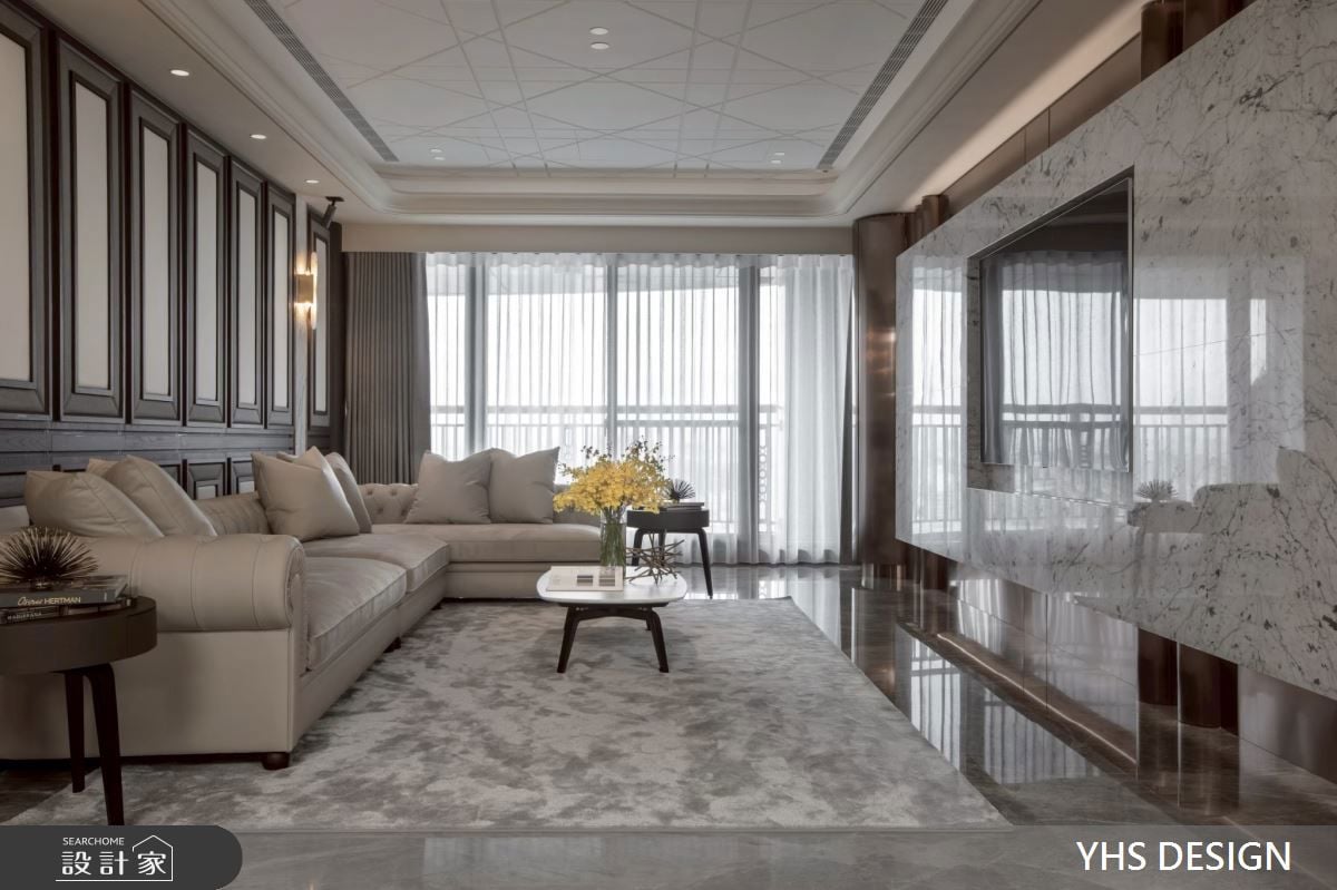 層峰品味70坪毛胚屋的現代風豪宅，氣派玄關、沉浸式藝術體驗的客廳、量...