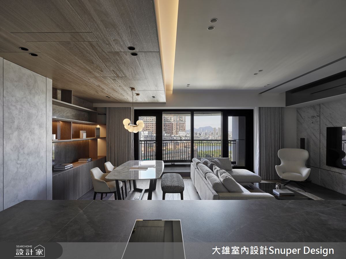 收攬城市風景的現代風精品宅，格柵供桌融入開放公領域成就細膩又能凝聚...