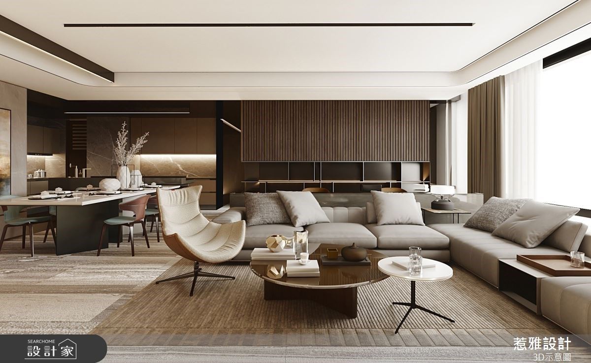 開放大空間+美型餐廚+淡雅色彩 打造頂級精工藝術的現代風質感
