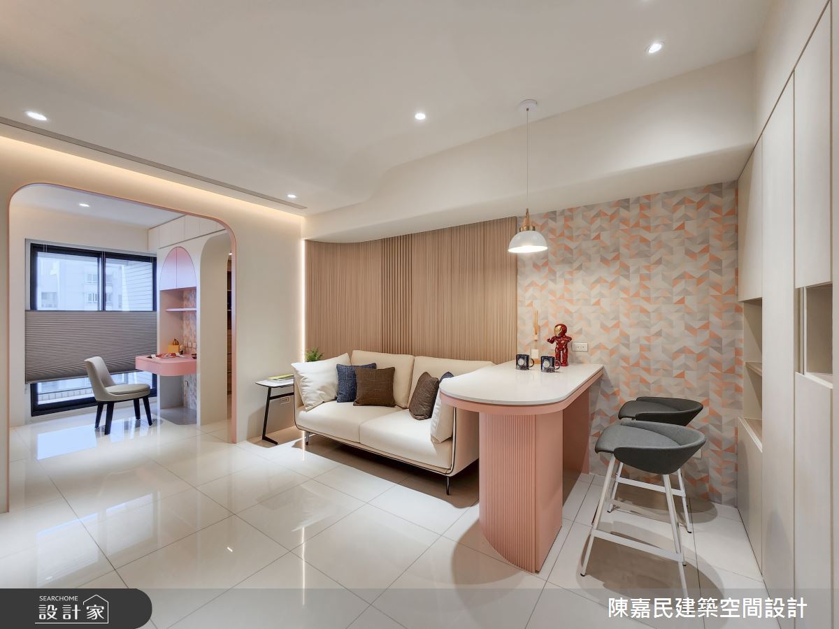 淡粉色清甜系簡約小宅！優雅圓弧拱門打造家的儀式感