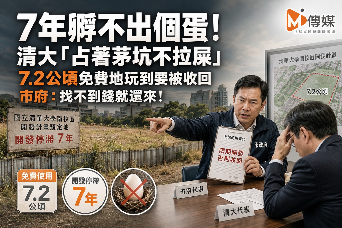 7年孵不出個蛋！清大「占著茅坑不拉屎」 7.2公頃免費地玩到要被收回 市...