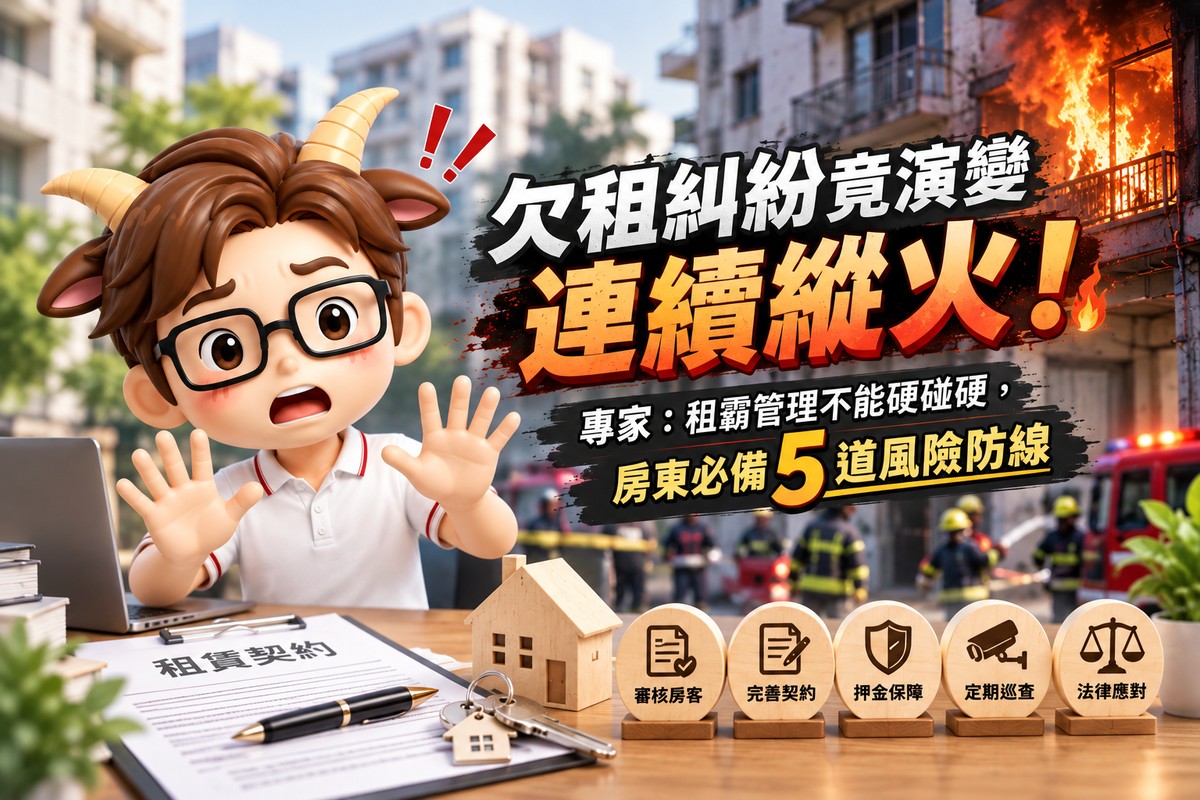 欠租糾紛竟演變連續縱火！專家：租霸管理不能硬碰硬，房東必備5道風險防線