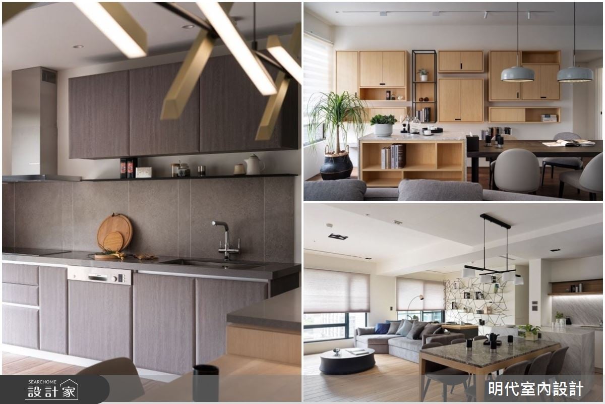 開放式廚房和中島創造出「洄游」動線，用對建材讓風格滿分、實用易清潔！