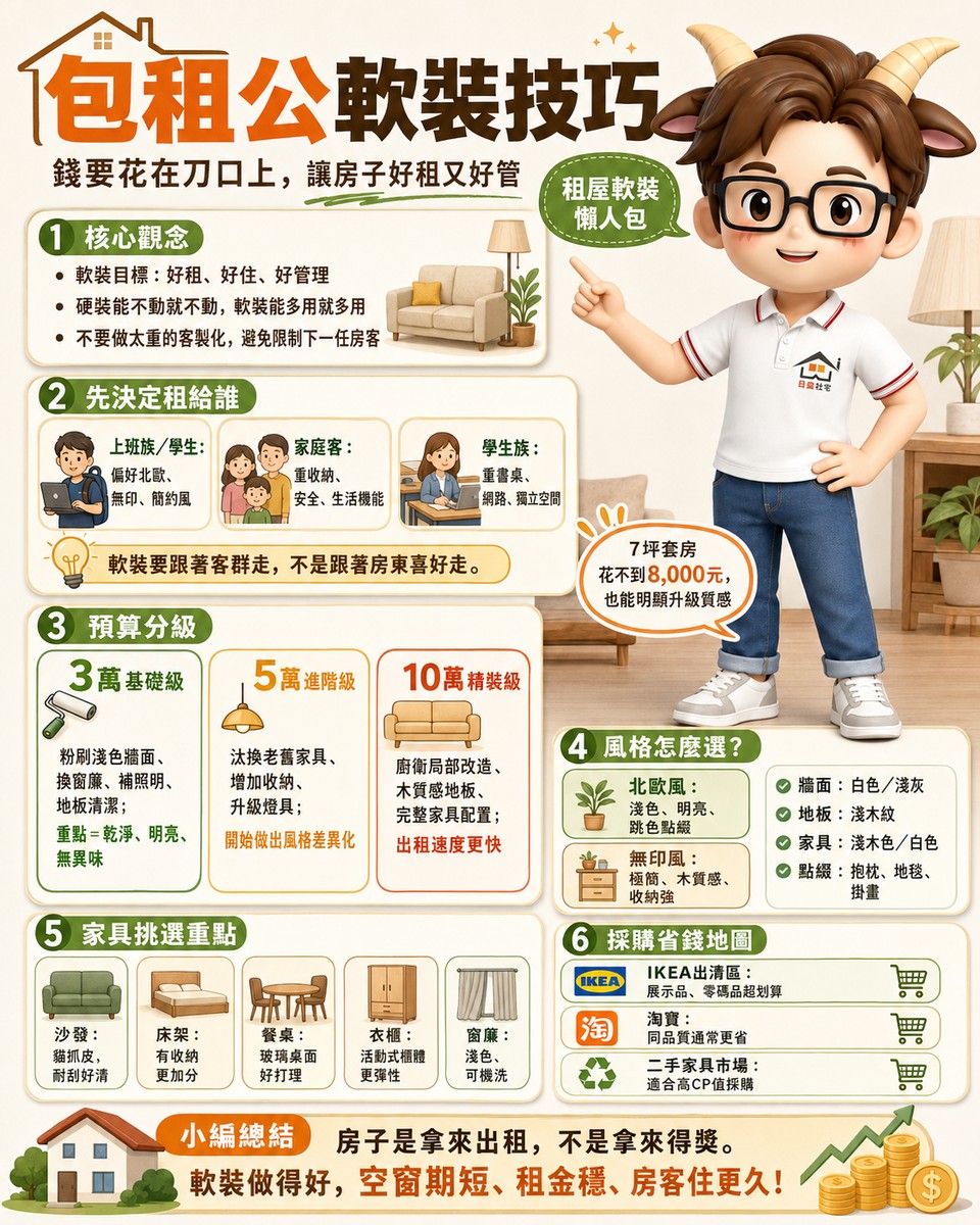 包租公軟裝技巧：錢要花在刀口上，讓房子好租又好管