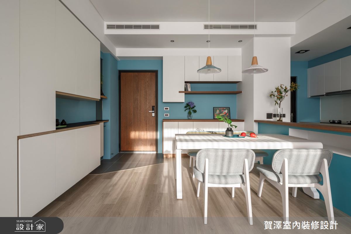 藍綠白的幾何趣味！美形收納北歐風質感好宅 