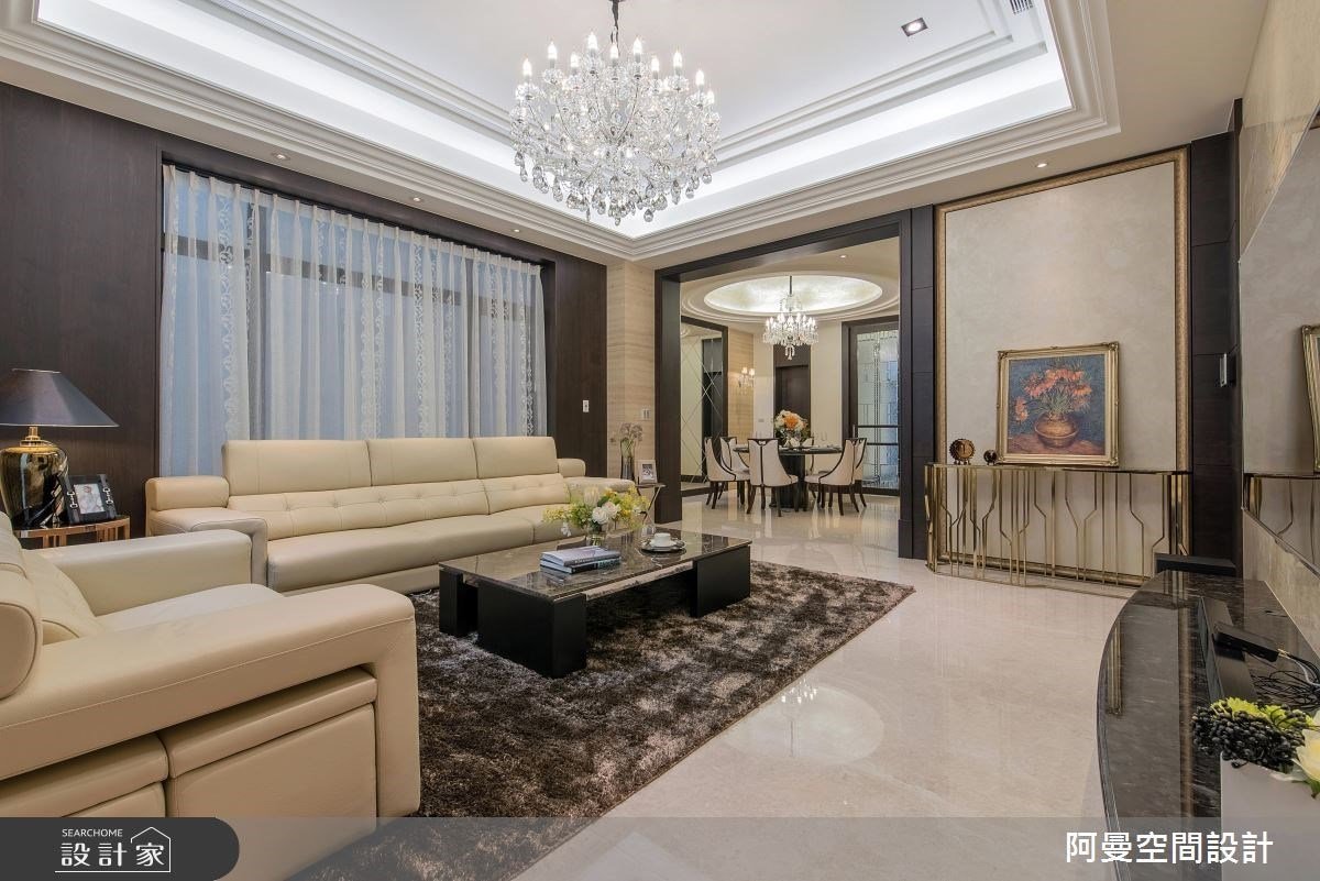 華麗新古典客廳、清新奶油色lounge bar！洋溢明亮採光的百坪透天豪宅