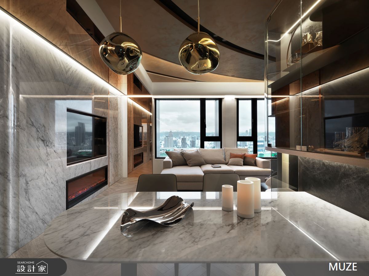 眺望都市美景20坪質感小豪宅！流動的弧形張力與通透收納，濃縮家的美學機能