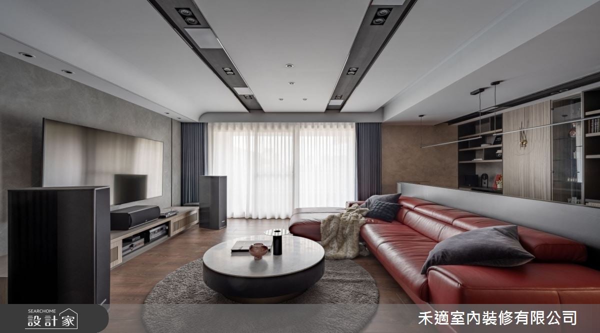 80坪現代風豪宅亮眼紅為尊榮焦點，融生活需求讓家成為開闊的宴客之所！