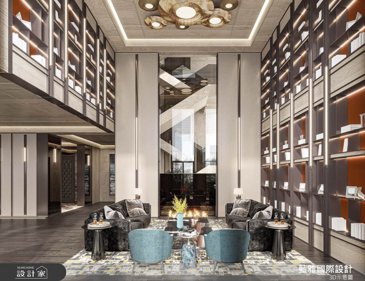 揭開奢華風豪宅設計秘訣！挑高天際伴隨大尺度石材與木紋延伸，烘托非凡...