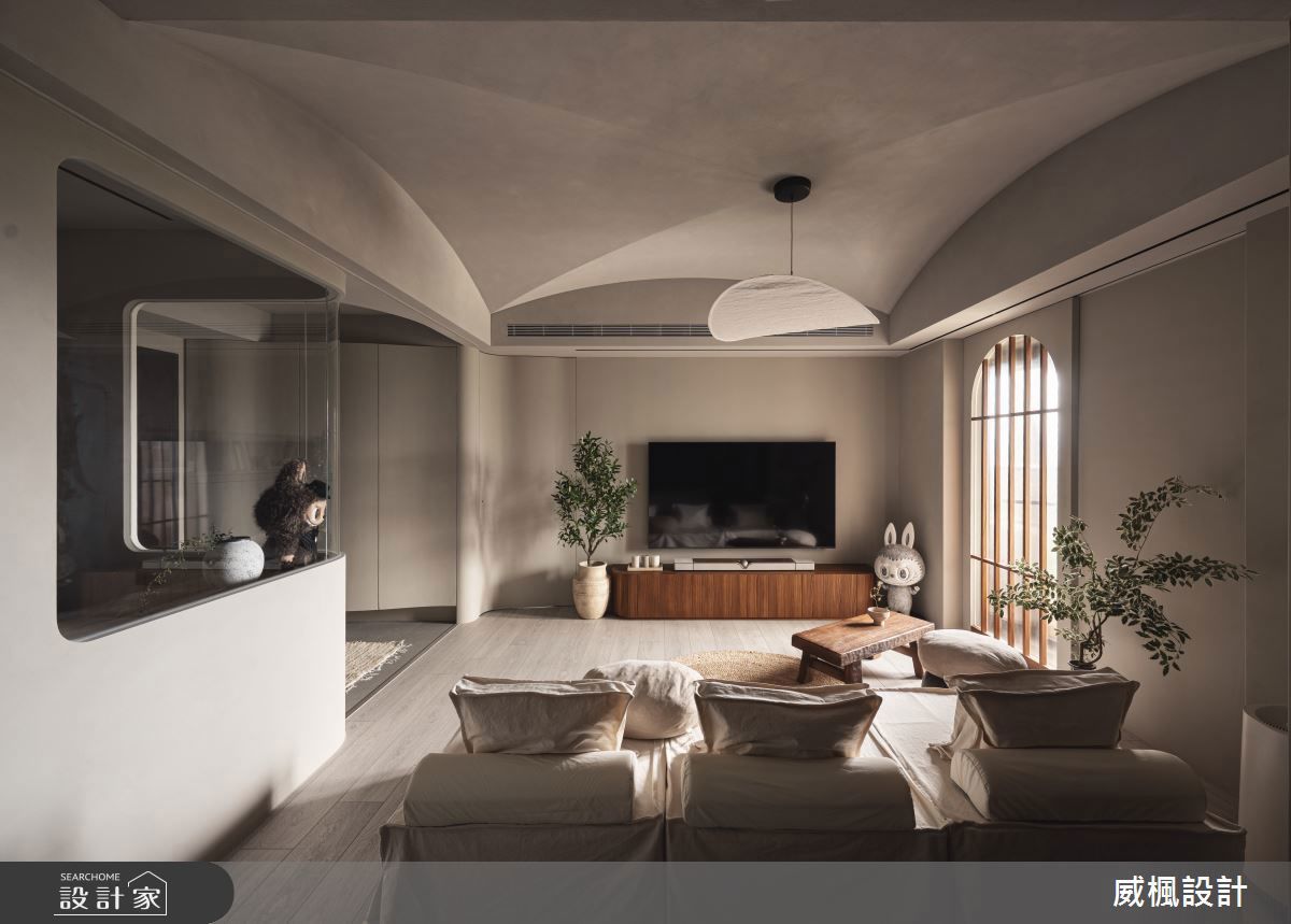 光影流動的侘寂詩篇，台北20坪中古屋，弧形語彙延伸柔潤的靜謐居所