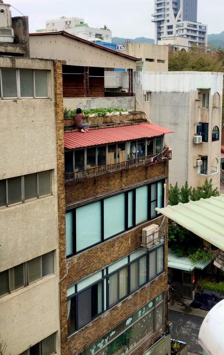 天母超狂阿嬤！翻越5樓女兒牆「攀屋簷顧菜園」網嚇：用生命在種菜