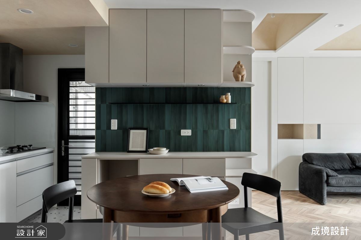 斜度格局20坪小宅瞬間Double！墨綠色磁磚讓家變得不一樣