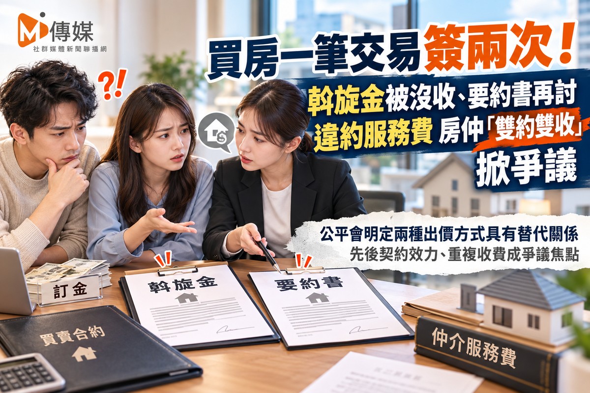 買房一筆交易簽兩次！斡旋金被沒收、要約書再討違約服務費　房仲「雙約...