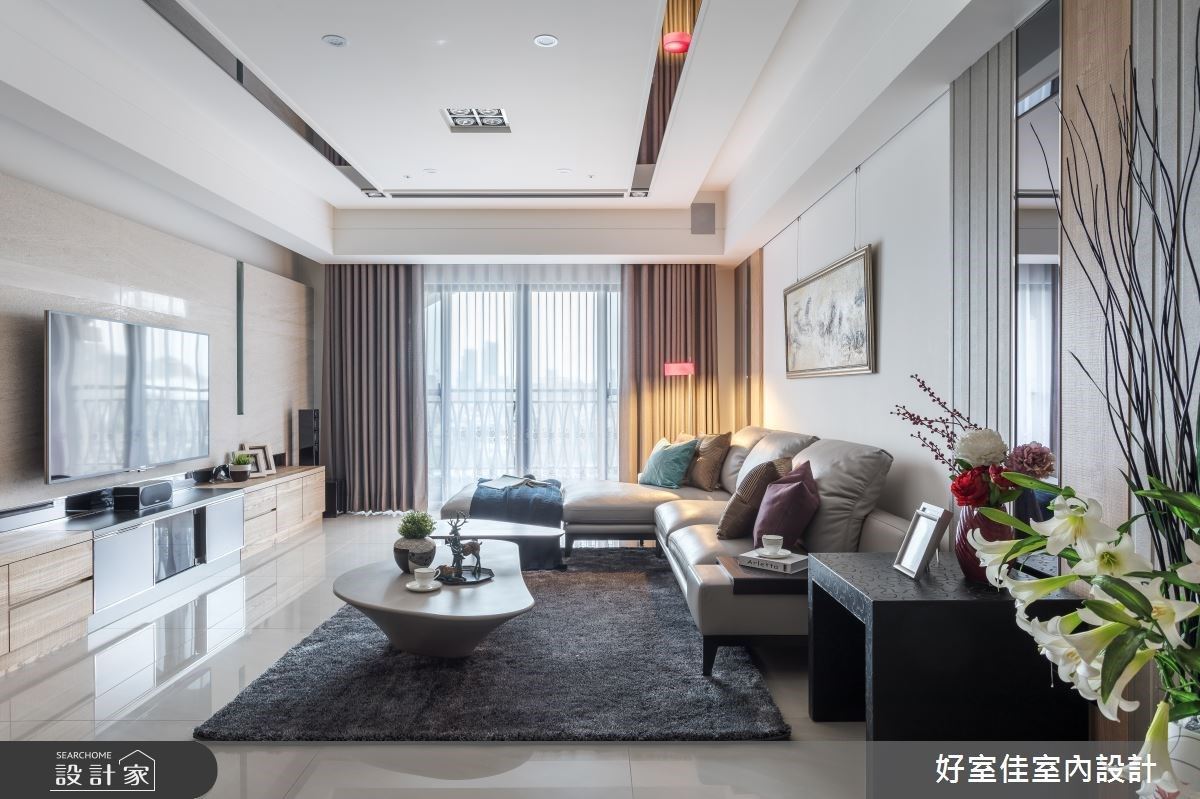 光帶電視牆X大型餐桌X漸層立面收納，都會裡享受溫潤微奢人文生活