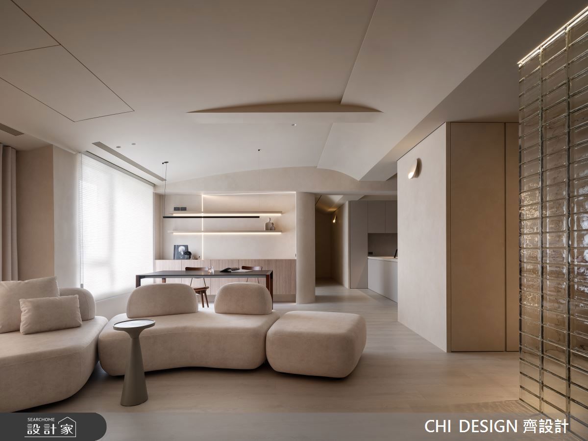 工程師的家不被框架侷限！塗料 X 弧形 X 玻璃磚構築光影互織的侘寂居所...