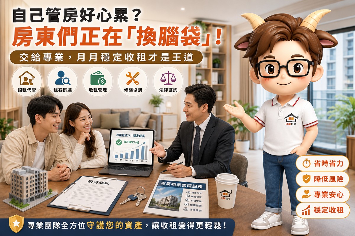 自己管房好心累？房東們正在「換腦袋」！交給專業，月月穩定收租才是王道