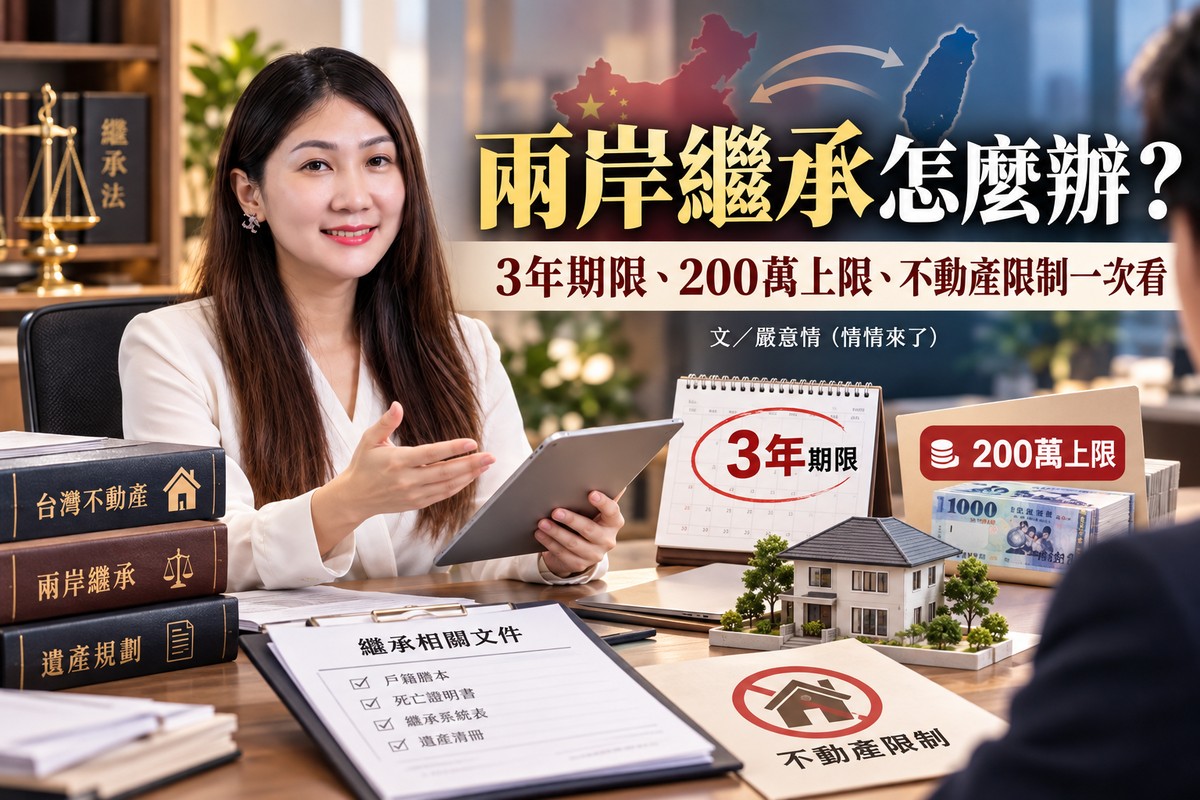 兩岸繼承｜大陸親人繼承台灣遺產　3年期限、200萬上限、不動產限制一次看