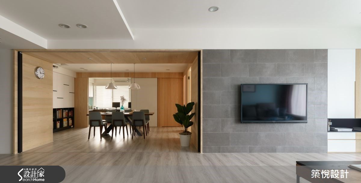 兩道彈性拉門拆解中古格局！客廳、餐廳、書房敞開變北歐風大遊戲室
