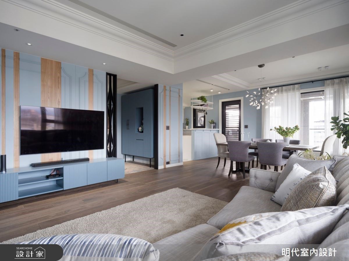 56 坪毛胚屋選擇天藍色包裹美式風，把留學異國的生活帶回家