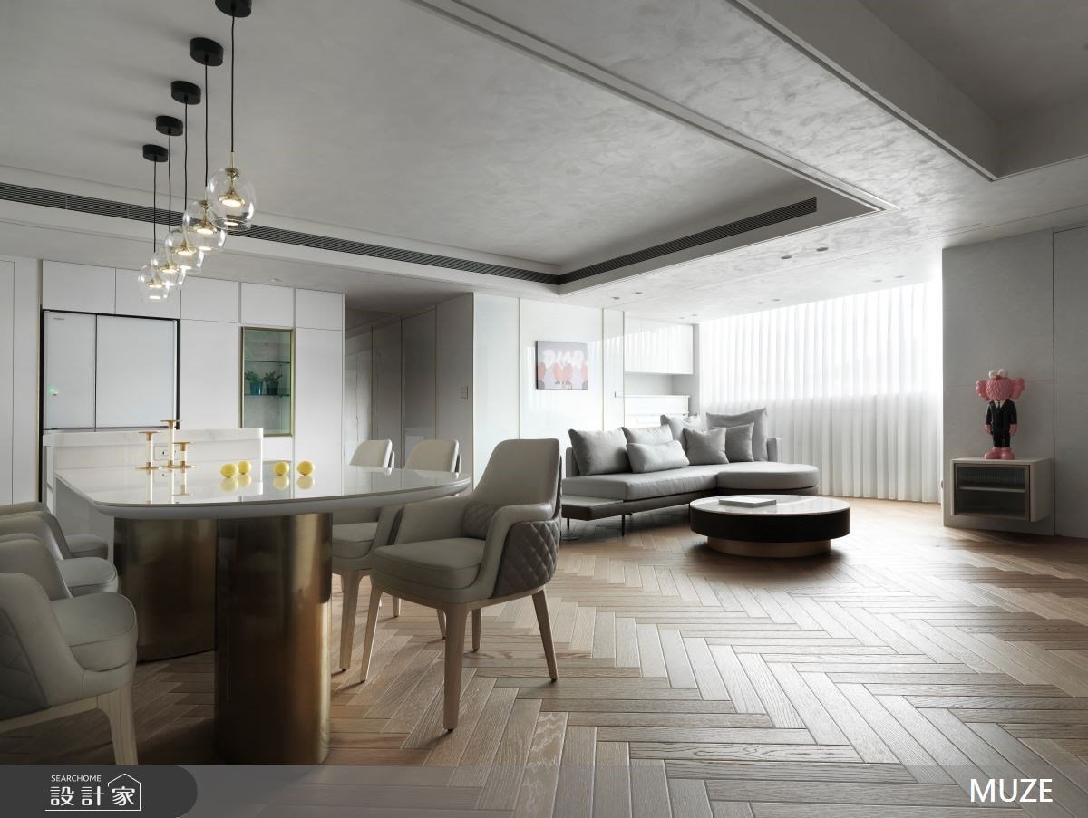 簡約而雋永！灰質磨石子、人字拼地板，刻劃現代宅的溫潤藝術感！