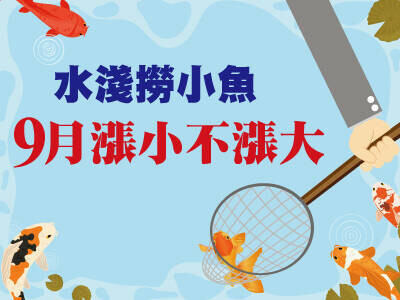 水淺撈小魚  9月漲小不漲大