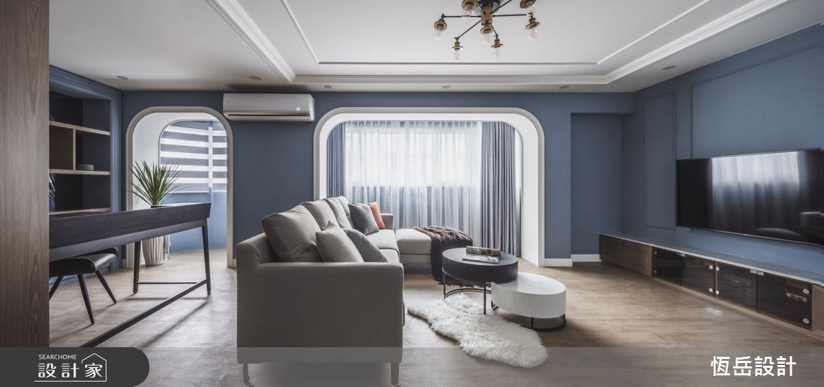 老屋換新裝！莫蘭迪藍與圓拱靈感，激盪新穎美式風私宅